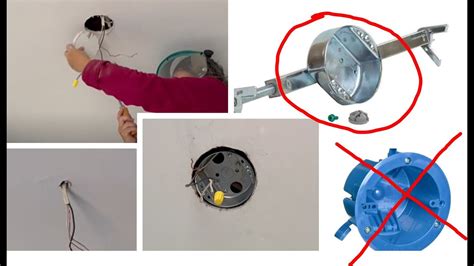 how to install electrical outlet box in ceiling|installing ceiling light electrical box.